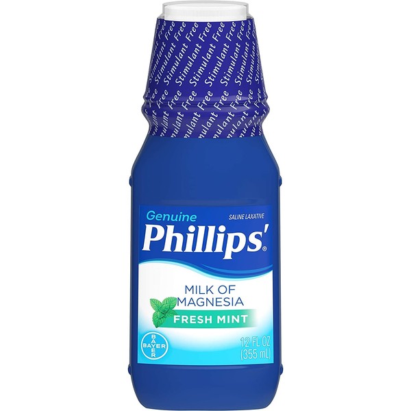 Phillips' Milk of Magnesia, Fresh Mint 12 Fl Oz, Pack of 4