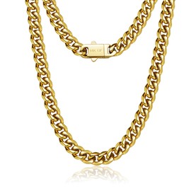 waitrose Cuban Link Chain for Men 7mm Gold Chain for Men Miami Cuban Gold Necklace Mens Chain,316L Stainless Steeland 14K Gold Plated Chain for Men Necklace 24 Inches Gold Chain