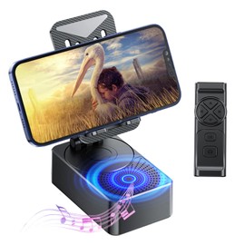 Gankoii Phone Stand with Speaker with Bluetooth 5.3,Phone Stand with Remote Control & Adjustable Height/Angle,Non-Slip Silicone Base,Portable for Home/Office/Outdoor,Gifts for Men Women Teens Parents