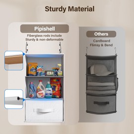 Pipishell 6-Shelf Hanging Closet Organizer, Closet Hanging Shelves with 2 Separable 3-Tier Shelves, Closet Storage Organizer with 3 Removable Drawers for Bedroom, Dorm Room, Camper and Nursery (White)