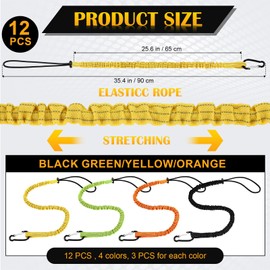 12 Paquetes Cordones con Hebilla Metálica Única y Extremo de Círculo, Longitud Estándar, Límite de Peso Máximo 8 Kg/ 17.6 Lb con Bloqueo de Tornillo de Aluminio, Tope de Cable Retráctil (Colorido)