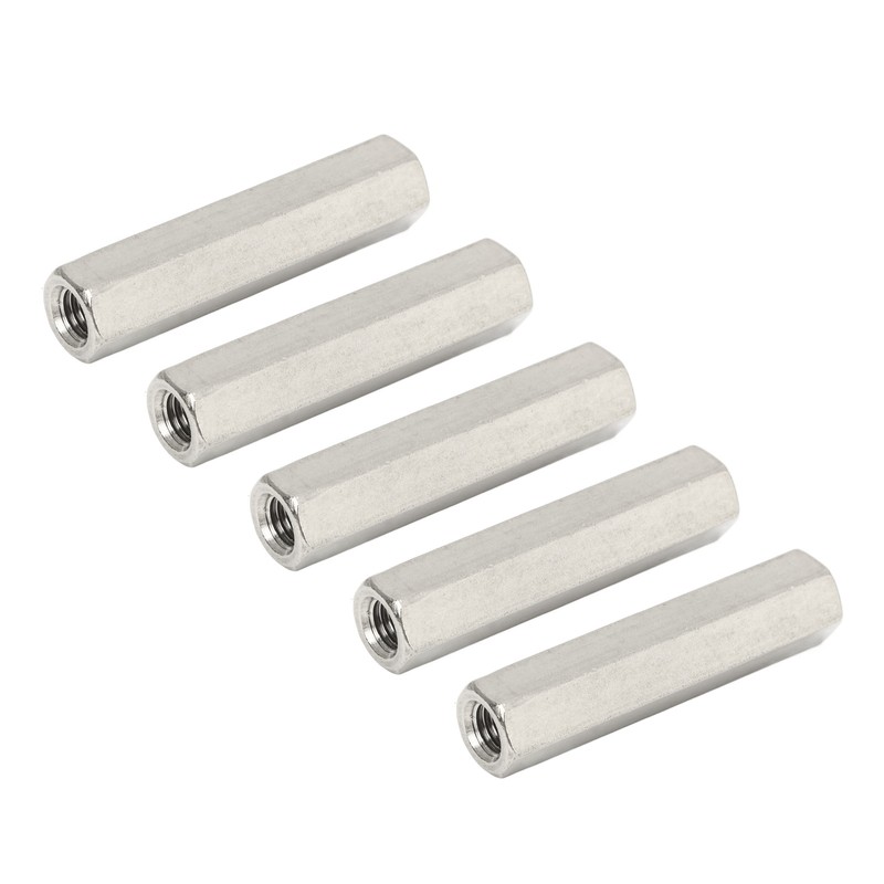 5Pcs Silver M8 Hex Coupling Nut Safe Practical Stainless Steel