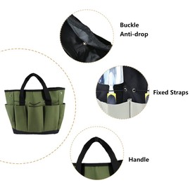 Multifunctional Tool Bag, Black with Grey Tool Bag, Tool Organiser, Garden Tool Organizer and Home Organizer with Pockets for Dad, Garden Lovers and Electricians, Gift