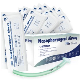 ASA TECHMED Nasal Airway Kit 28FR Medical Nasopharyngeal Management Trauma Airways - First Aid Emergency Rescue Latex Free Respiration Tubes 20 Pcs Box