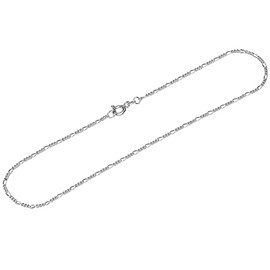 NKlaus Anklet 925 Sterling Silver 26 cm Figaro Curb Chain Round Women's Anklet 12544, Sterling Silver, No gemstone