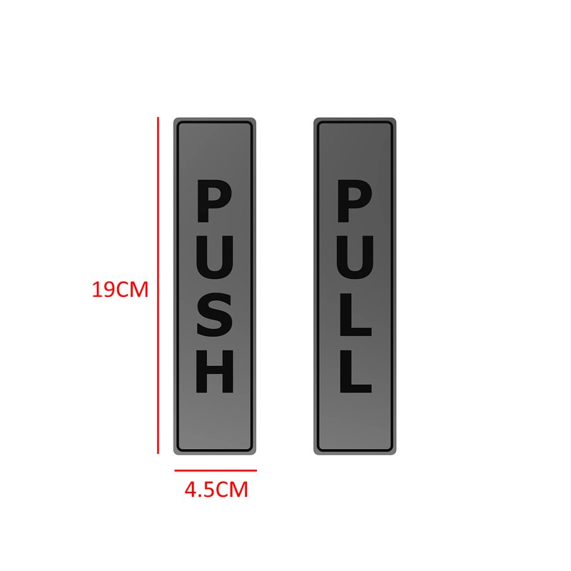 SILVER Push Pull Set Pair of Door Signs for businesses,
