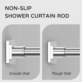 UIOSANRT Stainless Silver Shower Curtain Rod 31-55 Inches Non-Slip Shower Rod Tension Mounted No Drill Shower Curtain Rods Spring Tension Rod Adjustable Tension Curtain Rod for Windows Bathroom
