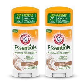 ARM & HAMMER Essentials Deodorant - Made with Natural Deodorizers - Coconut Geranium - Free From Aluminum, Parabens & Phthalates, 2.5 oz (Pack of 2)