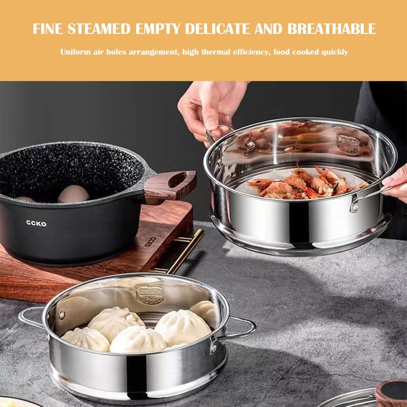 Stainless Steel Steamer Pot - 7 Inches Round with Cooking