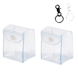 2 PCS Square Keychain Pouch Ita Bag Accessories Clear Display Case for Figures Bag Charms Small Pendant