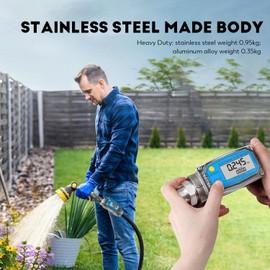 CGOLDENWALL 1 inch 3/4inch Turbine Flow Meter 2.5~26GPM Stainless Steel Fuel Meter Digital Liquid Flowmeter with with NPT Adapters for Water, Diesel, Kerosene, Gasoline with Gallon Unit