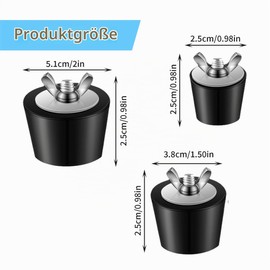 Pack of 3 Pool Winter Plugs, 25-38-51 mm Pool Rubber Plugs with Stainless Steel Bolts