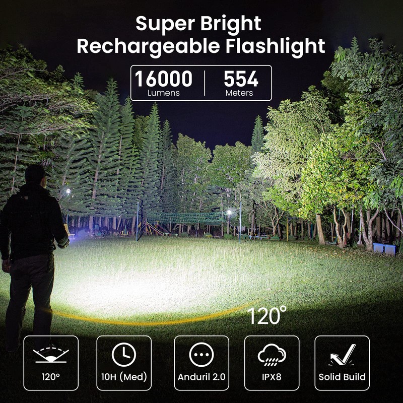 sofirn Q8 Plus Super Bright Flashlight max 16000 Lumens, Rechargeable