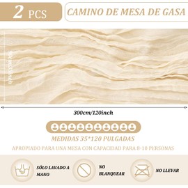 2 Packs Camino de Mesa de Tela de Queso Traves de Mesa en Tela de Queso Marfil Caminos de Mesa de Gasa Blanca para Decoracion de Mesa Fiesta de Cumpleanos Baby Shower y Decoracion de Duchas de Novias