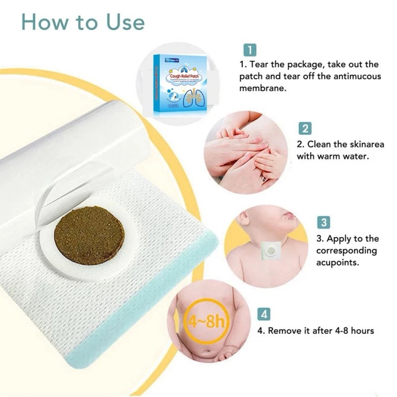 tigerty 10PCS Cough Relief Patch Natural Herbal Suppressant Plaster for