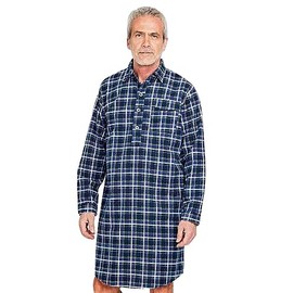 Champion Mens Brushed Cotton Canterbury Checked Nightshirt Sleepwear - Blue Check - M