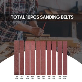 sanding belts HUIOP 30 * 380mm Sanding Belts (1.18x14.96 inch) 10Pcs Belts (60/60/80/120/240/320/400/600/800/1000 Grits, One for Each Type) for Home Use Mini Belt Sander