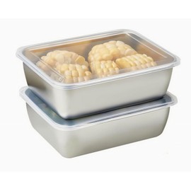 Stainless Steel Food Storage Containers Clear Lid, Refrigerator Fresh-keeping Airtight Leak Proof Stackable Box for Kitchen Travel Picnic and Camping, Set of 2/68OZ(Clear Lid)