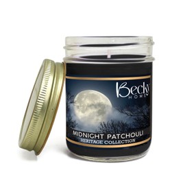 Patchouli Scented Candle in Clear Mason Jar | Black Candles for Home | 8oz Rustic Home Decor Novelty Candle | 40 Hour Burn Time Candle