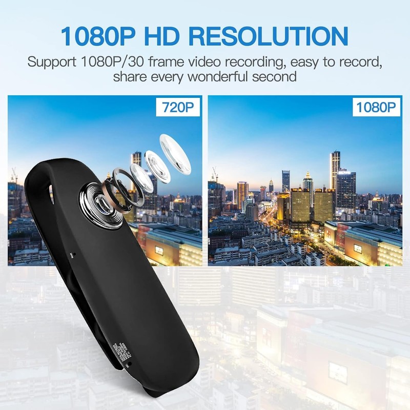 CAMMHD 1080P Mini Body Camera, 32GB Small Pocket Cam with