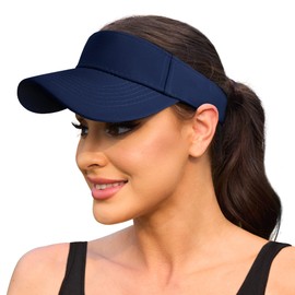LADES Sun Sports Visor-Golf Beach Visor Cap UV Protection Adjustable Hat for Women (Navy Blue)