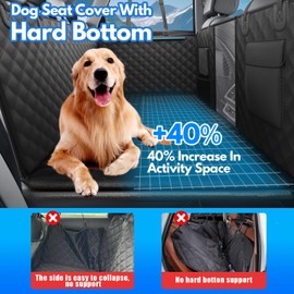 Back Seat Extender for Dogs Hard Bottom Hold 400lbs, Dog Car Seat Cover for Back Seat, Waterproof Pets Backseat Protector with Mesh Window, Sturdy Dog Hammock for Car SUV