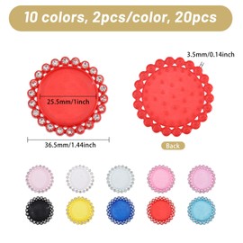 CHGCRAFT 20 Pcs 10 Colors 1.44 Inch Rhinestone Bezel Pendant Trays Plastic Pendant Tray Set Cabochon Pendant Setting for Embroidery DIY Jewelry Making Crafts Projects