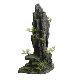 AnRui Aquarium Decorations Large and Tall Mountain View Stone Betta Hideout Fish Tank Accessories Decor Cute Tree Rock Cave Landscape for Turtles, Fish to Play, 14.4inch