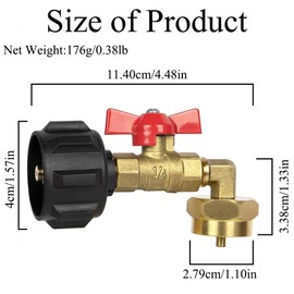 QCC1 Propane Refill Adapter, 90 Degrees Propane Refill Elbow Adapter with ON-Off Control Valve, Safe Filler Fitting for Outdoor Camping Grilling