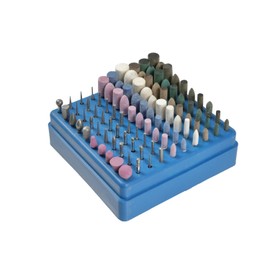 UID 0.1 inch (3 mm) Shaft Diameter: 100 Pieces, 9 Types, Red Shafted Whetstone, Variety, Blue Shaft, Rubber Whetstone, Cowhide Leather, Sponge Rubber Whetstone, Wool Buff, Small Diabit, Large Diabit