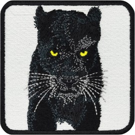 Black Panther Patch with Embroidery, Black Panther Patch Wild Cat Iron-On Patch Leopard Iron-On Patch for Sewing/Ironing Save the Earth Wildlife Protection Environmental Protection Badge, 75 x 75 mm