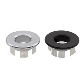 MYLERCT Sink Overflow Cover, Pack of 2 Brass Overflow Cover, Universal Sink Overflow Cover, for Replacing the Sink Hole in the Kitchen Sink, Bathtub (Silver, Black)