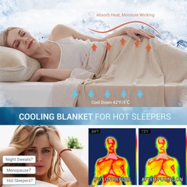 Marchpower Arc-Chill Cooling Blanket for Hot Sleepers Twin Size, Double-Sided Design Japanese Cooling Fiber Absorbs Body Heat, Lightweight Soft Cold Blanket for Sleeping Summer Bed