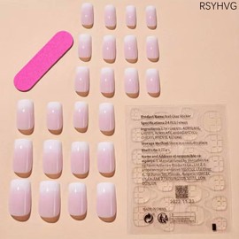 False Nails Medium stick on nails for women impress nail spress on Square French Manicure Fake Tips Press On Full Cover Nails