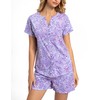 ENJOYNIGHT Womens Pajama Set Button Down Tee and Shorts Sleepwear