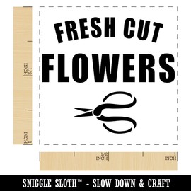 Fresh Cut Flowers Self-Inking Rubber Stamp Ink Stamper - 1 Inch Small - Pink Ink