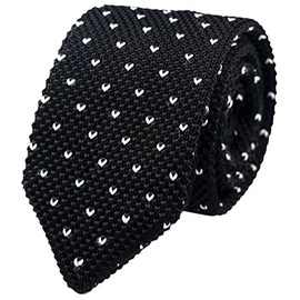 Mens Knit Black and White Ties Modern Basic Designed Sweater Casual Silk Necktie