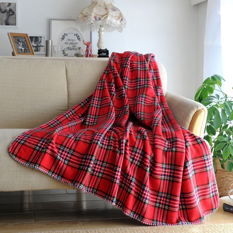 Filersong Checkered Throw Large 2 Piece Fleece Blanket Nordic Thick