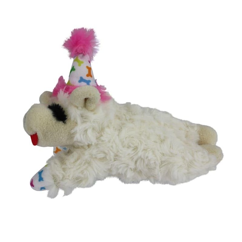 Multipet Pink Happy Birthday Mini Lamb Chop Dog Toy Small