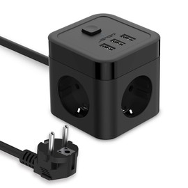 JSVER Power Strip Cube, black