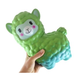 Curious Minds Busy Bags 1 Jumbo Green/Teal Colorful Alpaca Squishy Slow Rise Foam Pet Animal Toy - Scented Sensory, Stress, Fidget Toy (1 Green to Teal)
