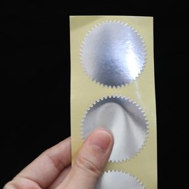 Manusticker Embosser Stamp Stickers - Gold, Silver, Red - 45mm, 50mm - 100 Stickers/20 Sheets (Silver, 45mm)