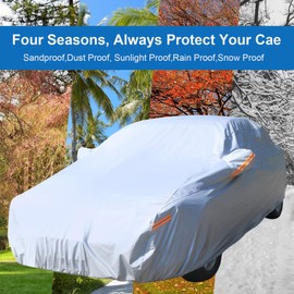 NUNET Sedan Hatchback Car Cover Waterproof All Weather Outdoor Full Exterior Car Covers for Automobiles Wind/Hail/Snow/UV Protection Universal for Honda Accord/Malibu/Ford Mondeo(Length 200")