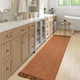 Collive Long Hallway Rug, 2.6' x 7', Washable Indoor Entryway Rug, Terracotta Braided Woven Rugs, Low-Profile Floor Carpet for Laundry Room, Bedroom