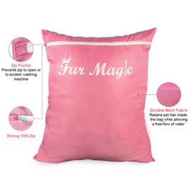 Fur Magic Pet Laundry Bag Keeps Your Washing Machine Free From Pet Hair Large Size Ideal For Dog Cat Horse Rabbit, Pink