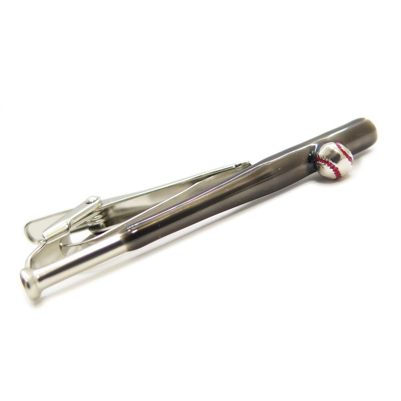 SWANK Baseball Bat & Ball Tie Bar (Black) Tie Clip