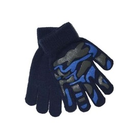 Unisex Children's Thermal Magic Stretch Camouflage Gloves Boys Girls Warm Thermal Stretch Camo Design Green Blue Grey Gripper Gloves - 1 pair (Blue)