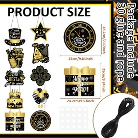 Yaomiao 2 Sets 2026 Happy Lunar New Year Decorations, Black and Gold Chinese New Year Door Banner Home Hanging Decor Years Eve Party Supplies 2026 Decorations for Outdoor Indoor Home Wall