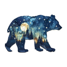 Wooden Puzzles for Adults - Astral Bear Wooden Jigsaw Puzzle - Unique Animal Shaped Wood Puzzles Adult - Christmas Birthday Gifts for Adults/Friends/Family - 145 Pcs 12.2 * 8.1in