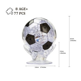 Joyfia 3D Crystal Puzzle, Soccer Ball Puzzle Model Toy, Fun Brain Teaser Jigsaw Puzzles Game Gifts Toy for Kids Adults Family, For Ages 8+ (Black & Transparent, 77 Pieces)